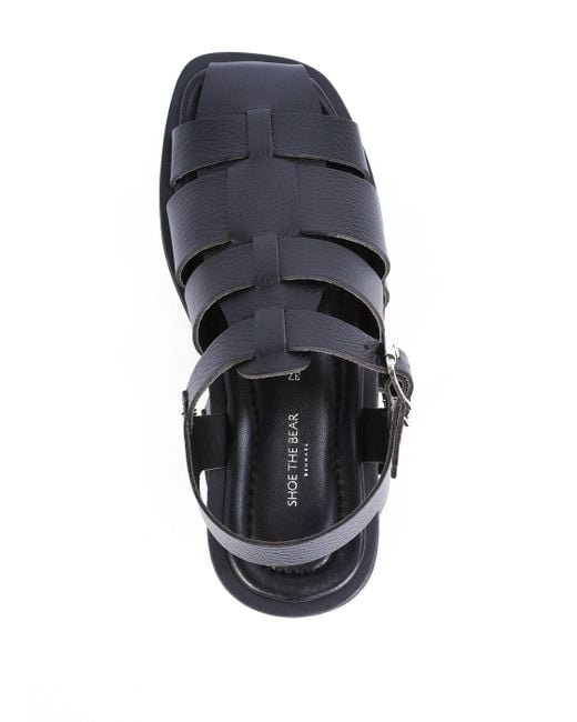 Shoe The Bear White Krista Fisherman Black Leather Sandals
