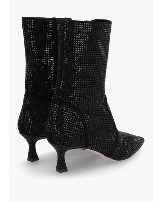 Daniel April Black Crystal Embellished Kitten Heel Ankle Boots