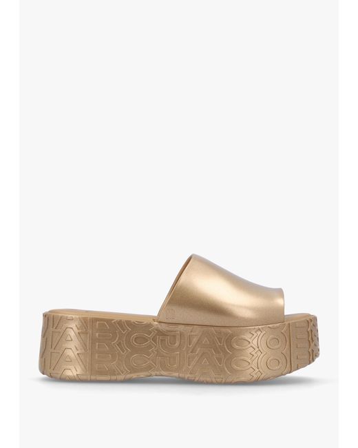 Marc Jacobs White X Melissa Becky Gold Slab Sole Mules