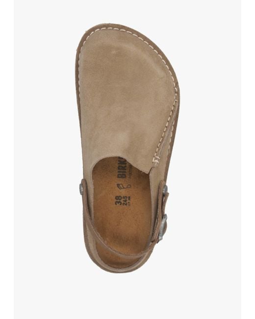 Birkenstock White Lutry Premium Suede Leather Taupe Clogs