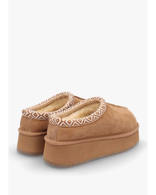 Daniel Brown Somolly Tan Suede Shearling Platform Slippers