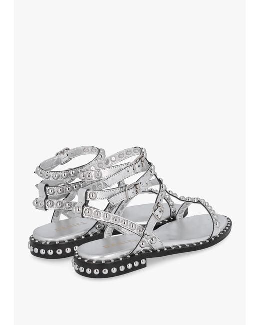 Daniel White Eternal Silver Leather Studded Gladiator Sandals