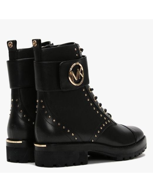 Michael Kors Tatum Black Leather Combat Boots - Lyst