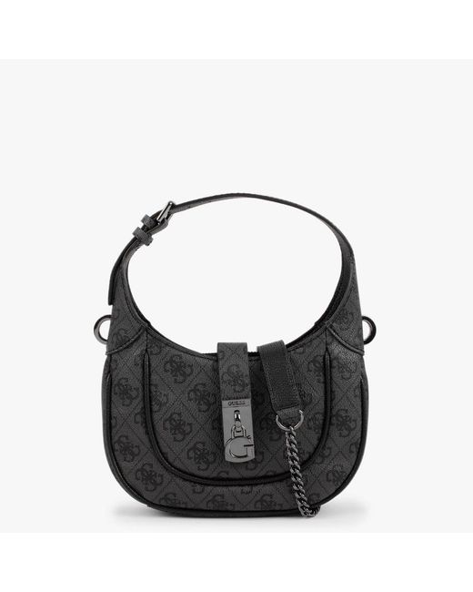Guess Mini Maimie Coal Logo Hobo Bag in Black | Lyst