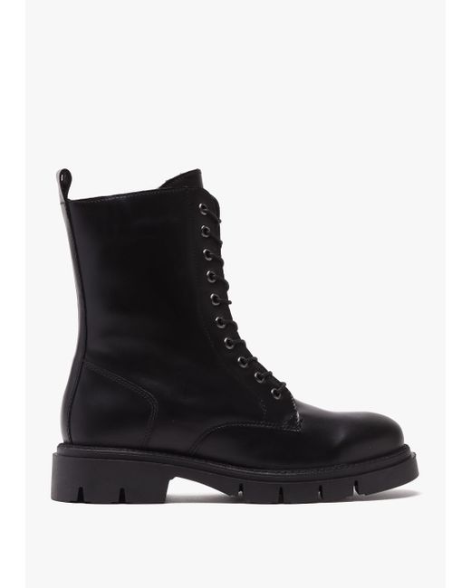 Daniel Lacie Black Leather Lace Up Ankle Boots