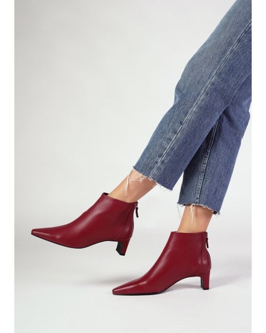 Daniel Red Sedda Burgundy Leather Low Heel Ankle Boots