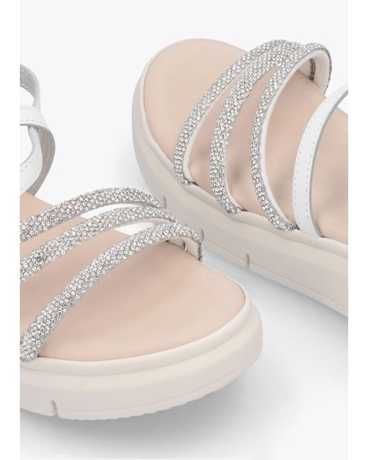 Daniel Natural Clematis White Leather Diamante Cross Strap Sandals