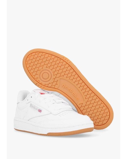 Reebok Women's Club C 85 White Light Grey Gum Leather Tennis Trainers