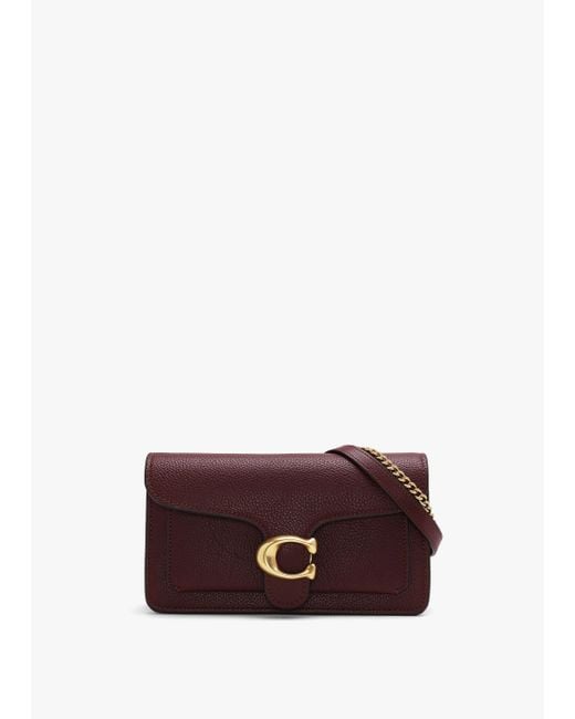 COACH Purple Tabby Merlot Leather Chain Clutch Bag