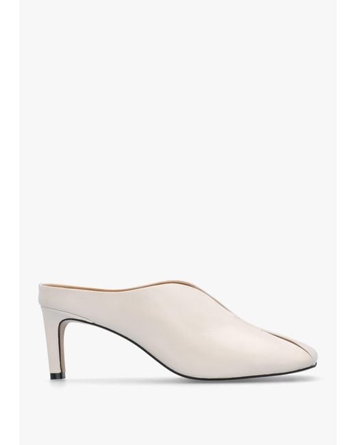 Daniel Natural Squad Cream Leather Square Toe Heeled Mules