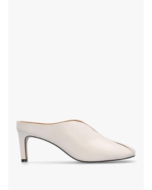 Daniel Natural Squad Cream Leather Square Toe Heeled Mules