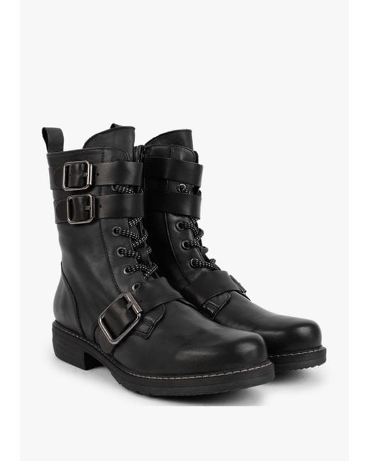 Manas Black Leather Buckled Ankle Boots