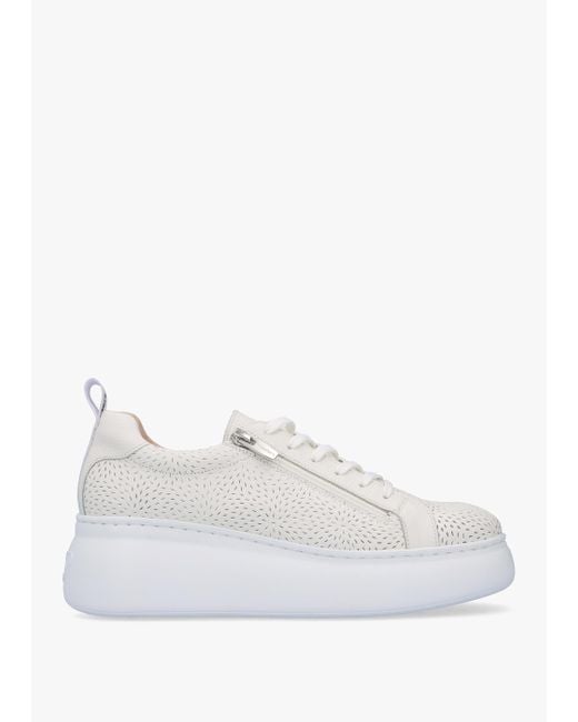 Wonders Woperf Off White Leather Perforated Trainers