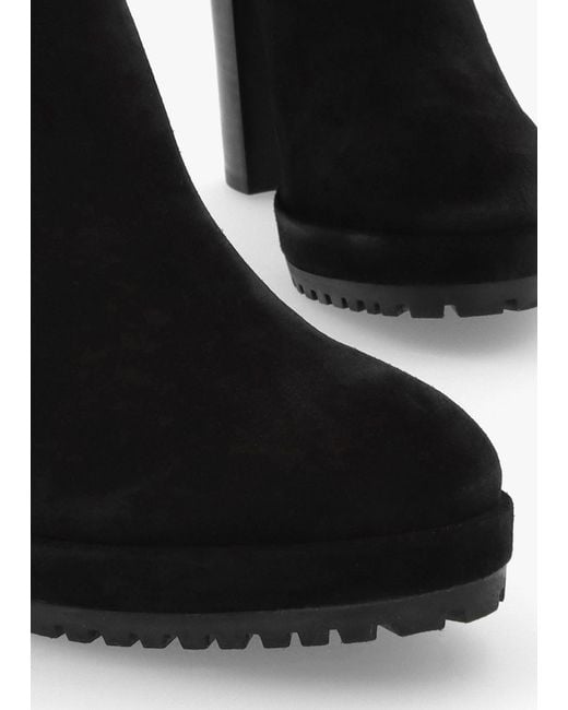 Daniel Thea Black Suede High Block Heel Platform Chelsea Boots