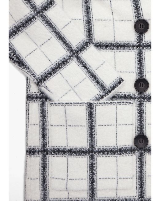 Carre Noir Gray White & Black Checked Duster Coat