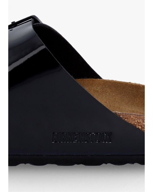 Birkenstock Arizona Birko-flor Black Patent Two Bar Mules