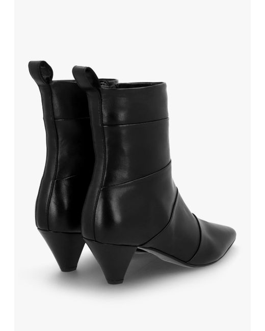 Daniel Napel Black Leather Pannel Cone Heel Ankle Boots