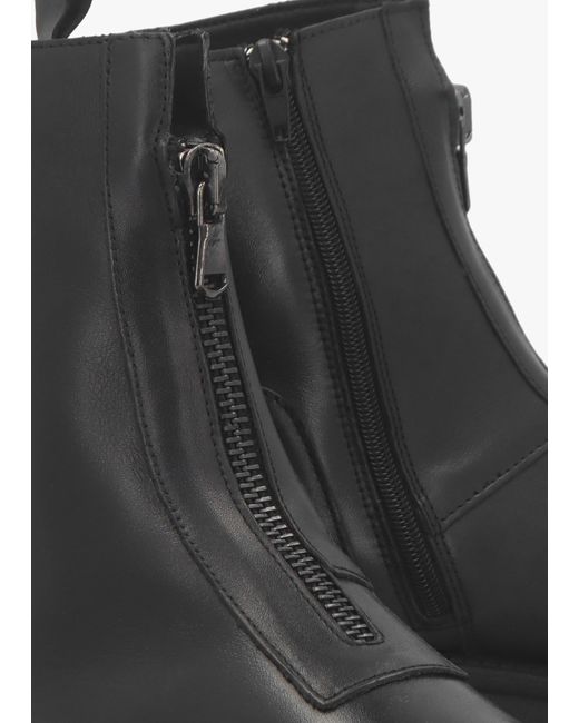 Daniel Lippy Black Leather Front Zip Ankle Boots