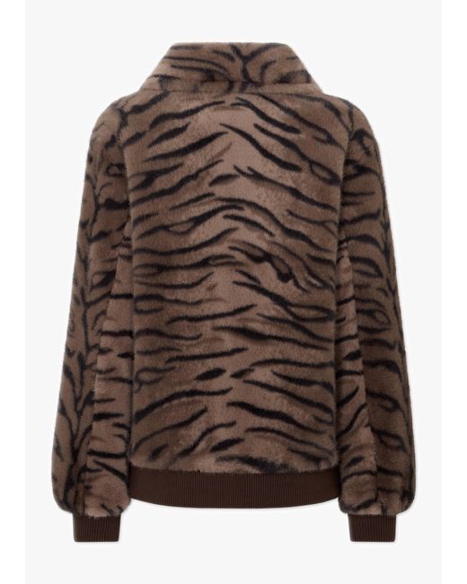 Charlotte Simone Brown Ginger Tiger Faux Fur Bomber Jackets