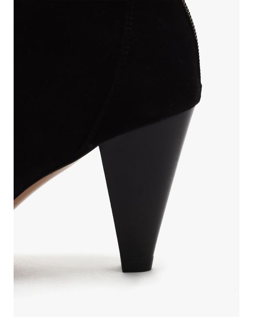 Daniel Serin Black Suede Zip Back Heeled Ankle Boots