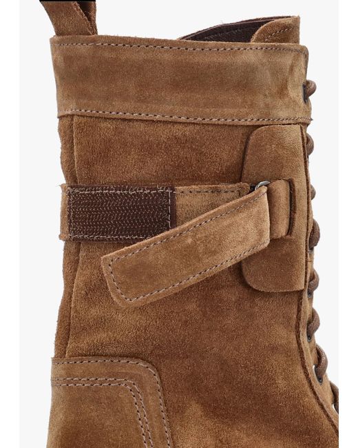 Daniel Brown Idris Tan Suede Ankle Strap Biker Boots