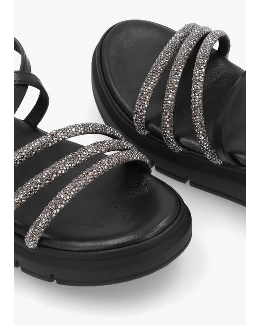 Daniel Clematis Black Leather Diamante Cross Strap Sandals