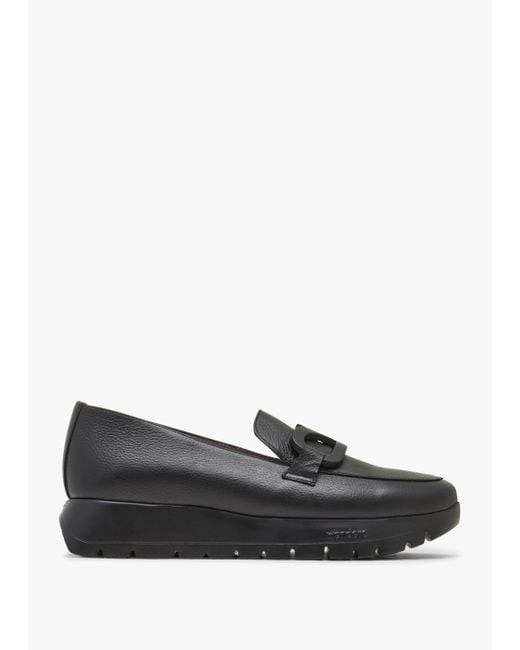 Wonders Wild Black Leather Loafers