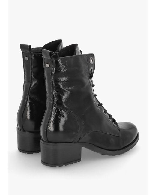 Moda In Pelle Bezzie Black Patent Leather Block Heel Ankle Boots