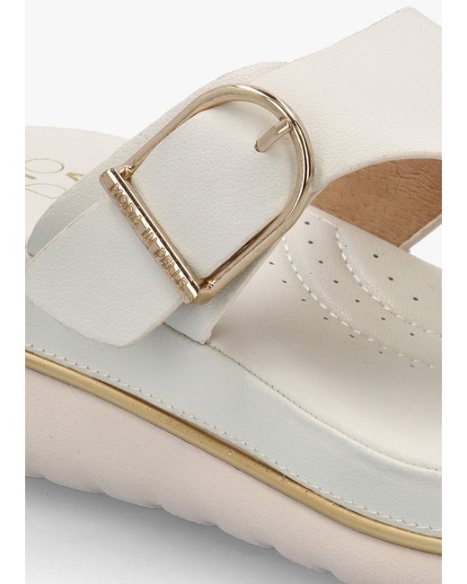 Moda In Pelle White Jesse Off Toe Post Wedge Sandals