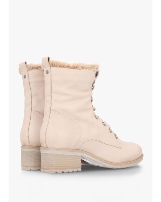 Moda In Pelle Natural Alpinne Cream Leather Tall Ankle Boots