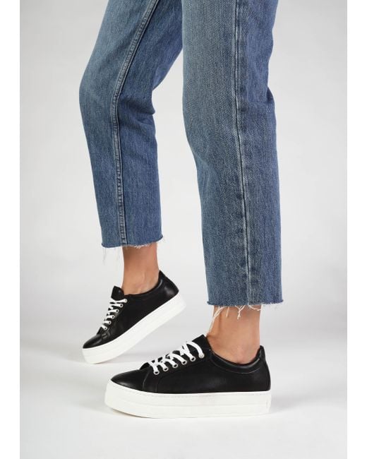 Daniel Piccadilly Circus Black Leather Flatform Trainers