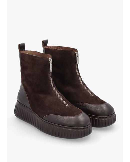 Wonders Brown A-5202 Front Zip Ankle Boots
