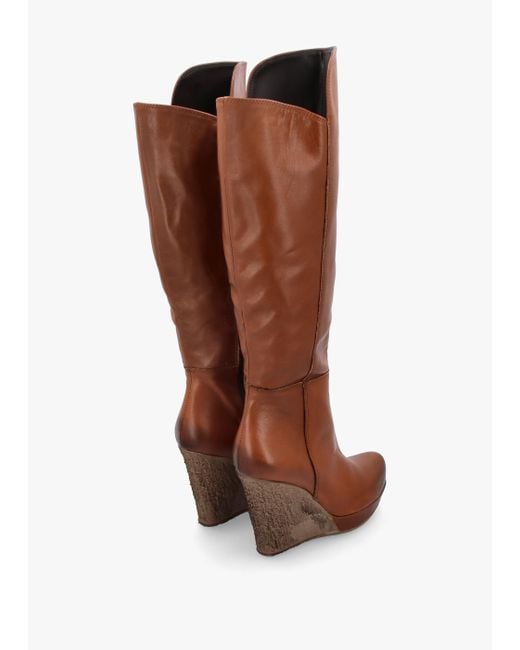 Daniel Brown Wisdom Tan Leather Knee High Wedge Boot
