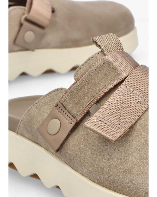 Sorel White Viibe Omega Taupe Honey Suede Clogs