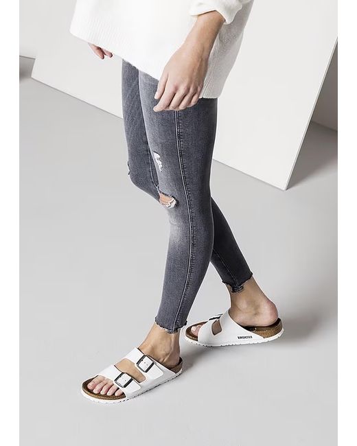 Birkenstock White Arizona Birko-Flor Two Bar Mules