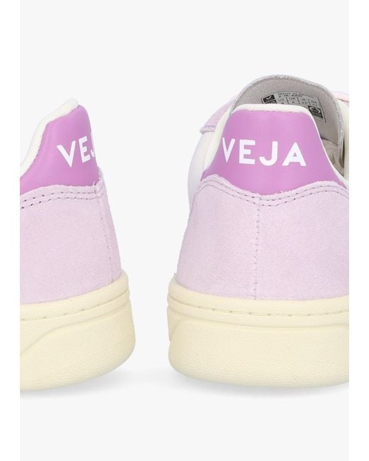 Veja Pink V-10 Leather Gravel Menthol Parme Trainers