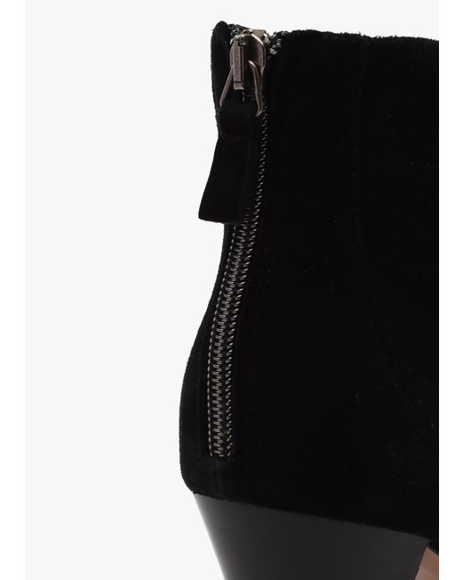 Daniel Serin Black Suede Zip Back Heeled Ankle Boots