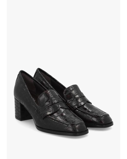 Daniel Black Python Leather Block Heel Loafers
