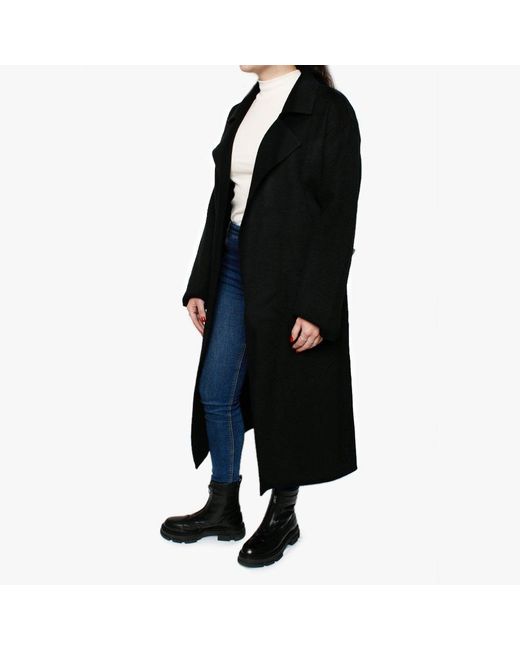 black wool longline coat
