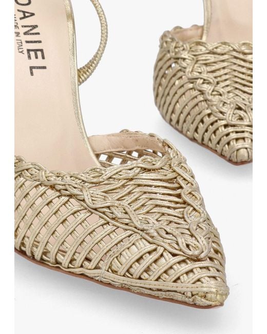 Daniel Metallic Tiffi Gold Leather Woven Sling Back Court Shoes