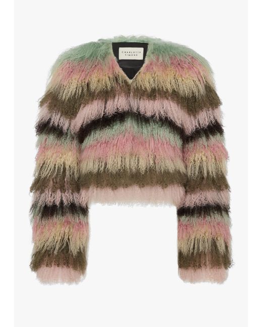 Charlotte Simone Multicolor Candy Multicoloured Mongolian Lambswool Cropped Jacket