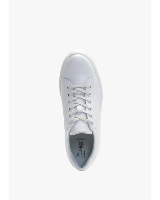 Fly London Delf White Leather Wedge Trainers Lyst Canada
