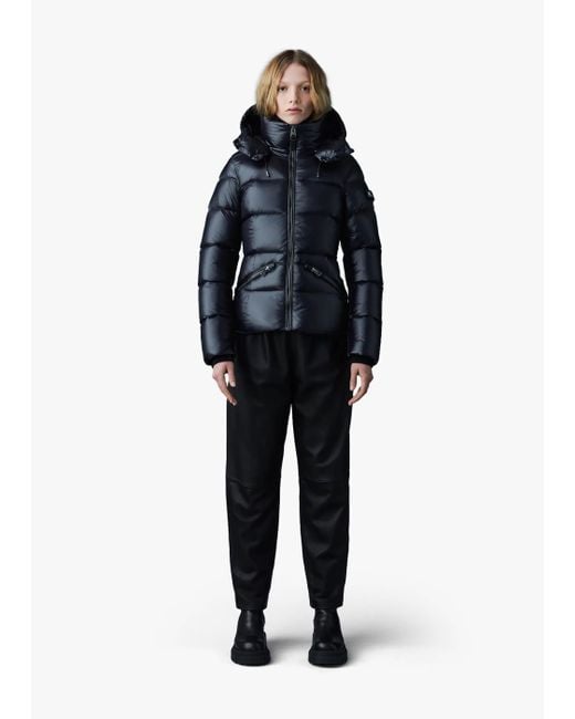 Mackage Blue Women's Madalyn-v Lustrous Light Down Black Jacket