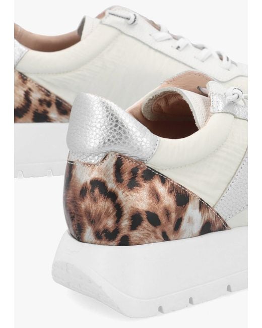 Wonders White Odisei Leopard Metallic Suede & Nylon Trainers