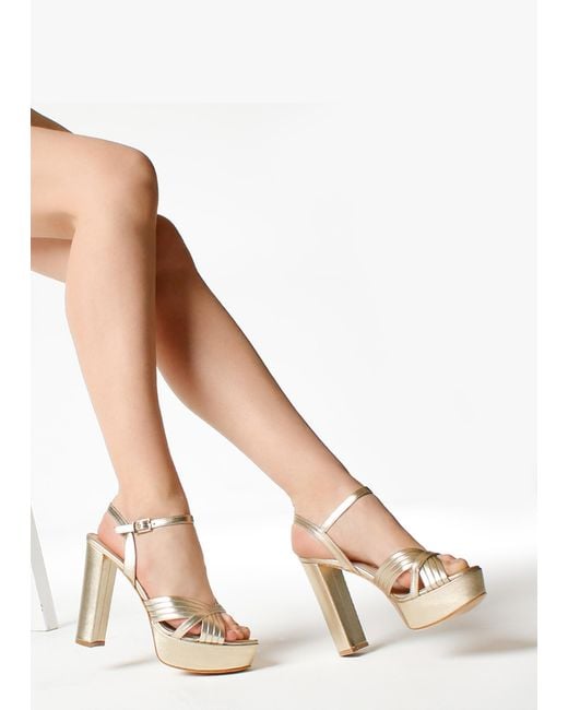 Daniel Metallic Avery Gold Platform Heeled Sandals