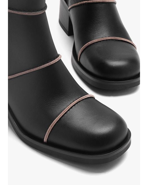 Daniel Tabitha Black Leather Block Heel Ankle Boots