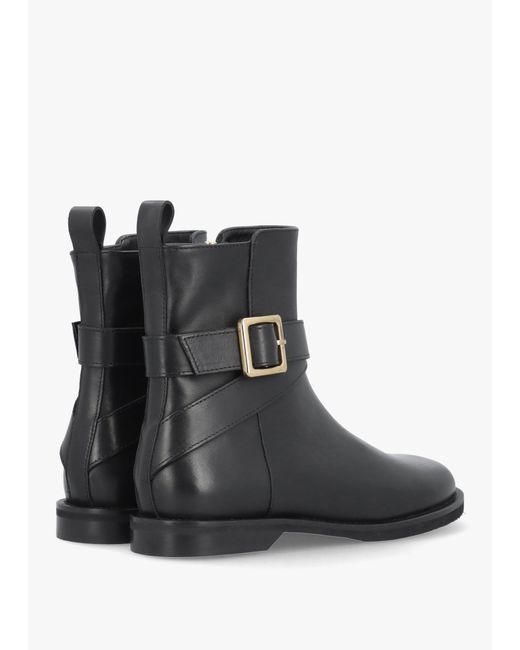 Evaluna Black Buckle Strap Ankle Boots