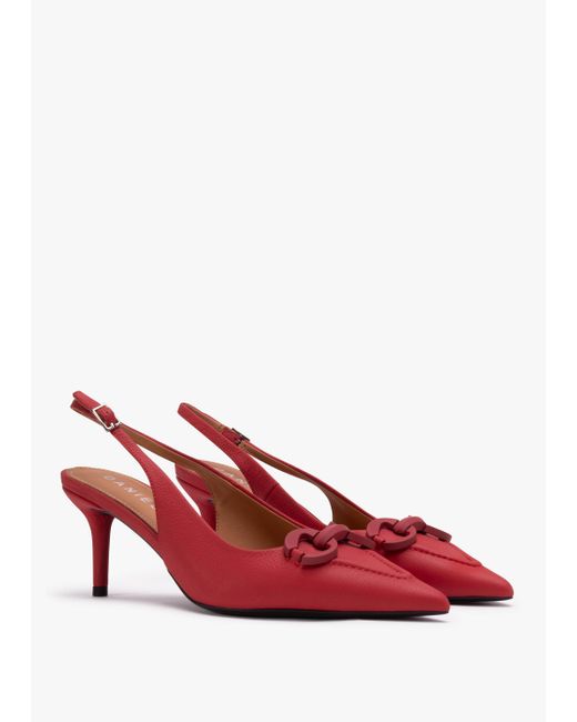Daniel Eppie Red Leather Mid Heel Sling Back Shoes