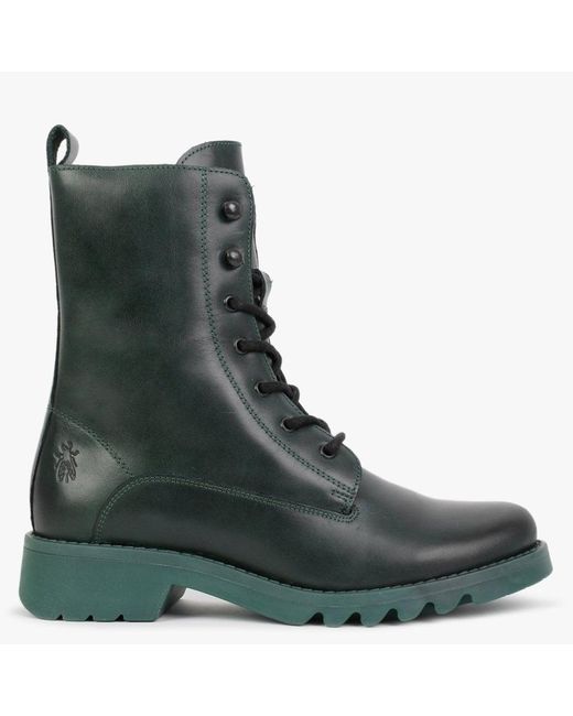 Fly London Reid Petrol Leather Calf Boots in Green | Lyst