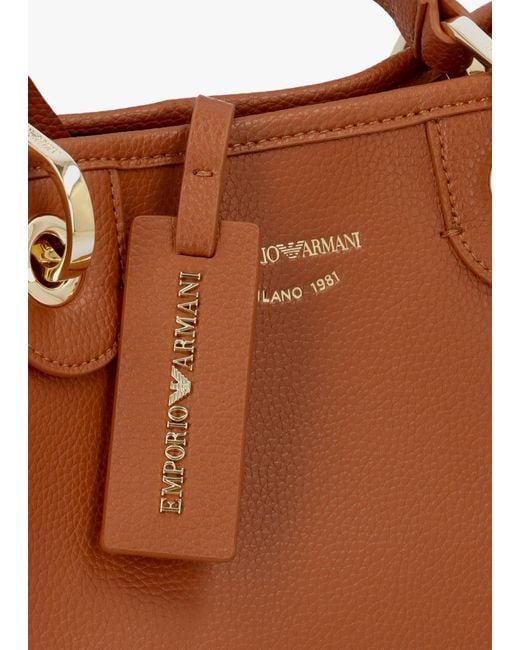 Emporio Armani Brown Myea Cuoio Rosso Shopper Bag With Pouch